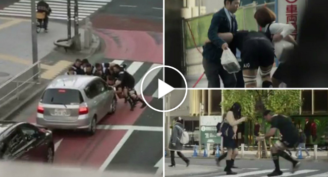 All Blacks Mostram a Sua Violência Ao Derrubar Japoneses Na Rua, Mas Por Uma Boa Causa