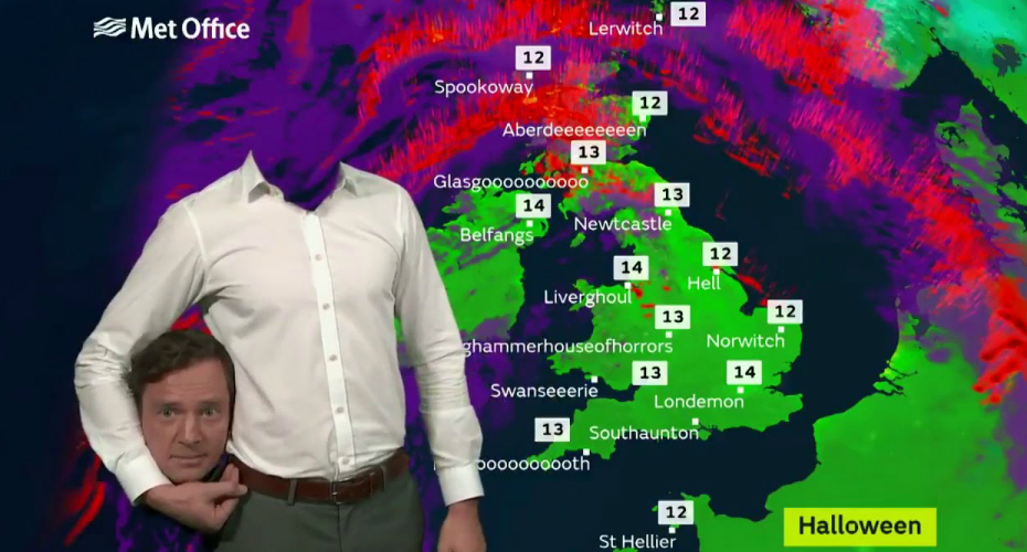 Canal Televisão Do Reino Unido Tem Forma Original De Dar As Previsões Meteorológicas Durante o Halloween