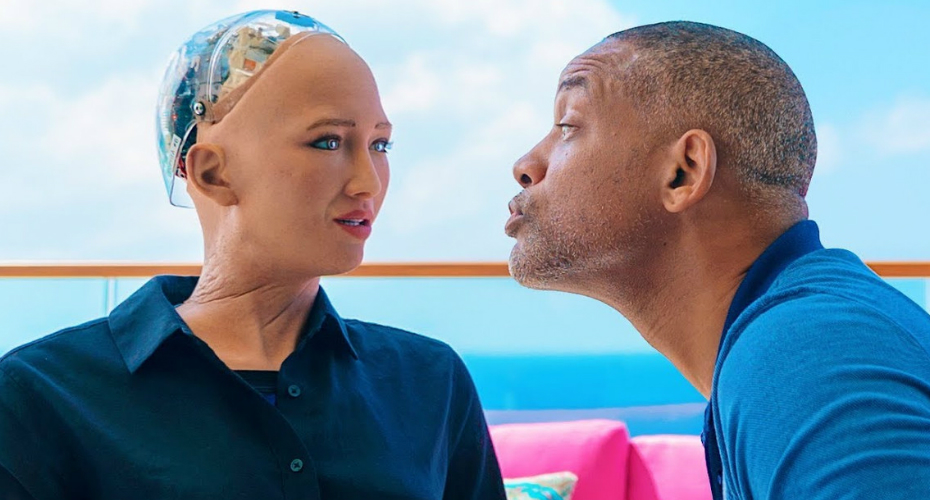 Will Smith Tenta Beijar Robô Sophia Num Encontro Amoroso