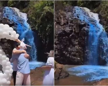 Casal Causa Indignação Ao Tingir Cascata De Azul Para Revelar Sexo Do Bebé
