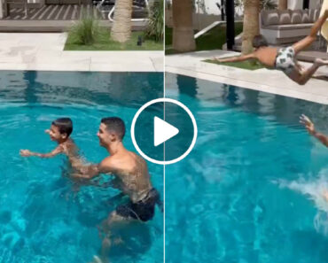 Ronaldo “Ensina” o Filho Mateo a Nadar De Forma Radical