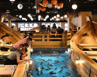 Este Restaurante Permite Que Os Clientes Pesquem Os Seus Próprios Peixes Para a Refeição Este Restaurante Permite Que Os Clientes Pesquem Os Seus Próprios Peixes Para a Refeição