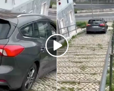 Veículo TVDE Desceu Escadaria Em Lisboa e Ficou Preso Entre Os Degraus e a Fachada Veículo TVDE Desceu Escadaria Em Lisboa e Ficou Preso Entre Os Degraus e a Fachada