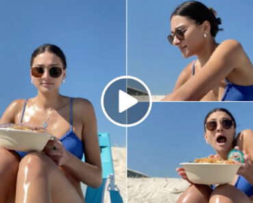 Mulher é Surpreendida Quando Apenas Queria Gravar Um Vídeo a Comer Salada Na Praia