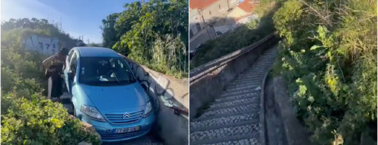 Turistas Franceses Enganam-se a Conduzir e Acabam Presos Numas Escadas Em Portugal