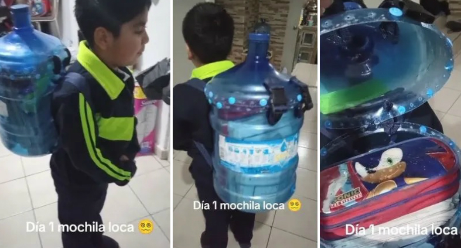 Mãe Cria “Mochila Louca” Com Um Garrafão De Água Para o Filho. Ideia Já ...