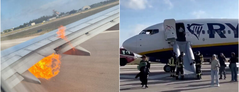Avião Da Ryanair Foi Evacuado Após Incêndio Num Motor No Aeroporto De Brindisi (Itália) Avião Da Ryanair Foi Evacuado Após Incêndio Num Motor No Aeroporto De Brindisi (Itália)