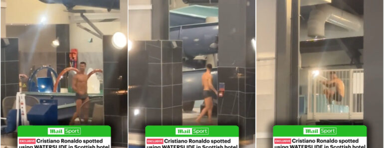 Cristiano Ronaldo é Visto a Desfrutar De Um Escorrega Aquático No Hotel Na Escócia Cristiano Ronaldo é Visto a Desfrutar De Um Escorrega Aquático No Hotel Na Escócia