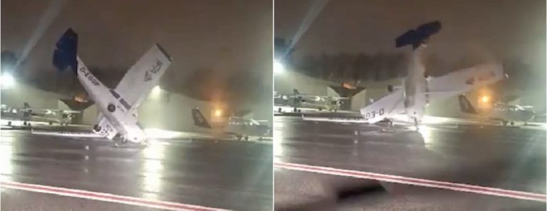 Vídeo Mostra Momento Em Que Aeronave é Virada De Rodas Para o Ar Devido à Força Do Vento Vídeo Mostra Momento Em Que Aeronave é Virada De Rodas Para o Ar Devido à Força Do Vento