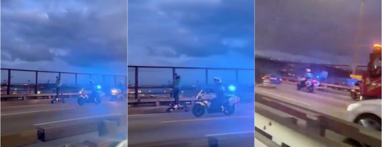 Polícia Escolta Homem De Trotinete Na Ponte 25 De Abril Polícia Escolta Homem De Trotinete Na Ponte 25 De Abril