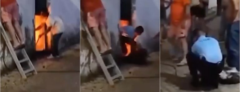 Herói De Farda: Militar Da GNR Salva Cão Acorrentado De Casa Em Chamas Herói De Farda: Militar Da GNR Salva Cão Acorrentado De Casa Em Chamas