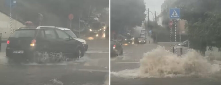 Chuva Intensa Inunda Rotunda De Oeiras. Bombeiros Acorreram Ao Local Chuva Intensa Inunda Rotunda De Oeiras. Bombeiros Acorreram Ao Local