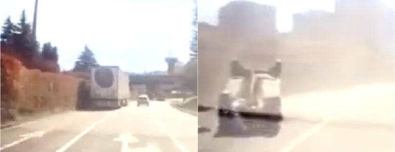 Camião é Filmado a Provocar Acidente Violento e a Seguir Viagem Em Braga Camião é Filmado a Provocar Acidente Violento e a Seguir Viagem Em Braga