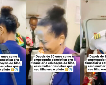 Após 30 Anos a Trabalhar Como Doméstica, Mãe Descobre Que o Filho é o Piloto Do Voo Após 30 Anos a Trabalhar Como Doméstica, Mãe Descobre Que o Filho é o Piloto Do Voo