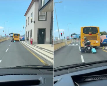 Pendura De Mota Surpreende Ao Transportar Duas Malas De Viagem a Arrastar No Funchal Pendura De Mota Surpreende Ao Transportar Duas Malas De Viagem a Arrastar No Funchal